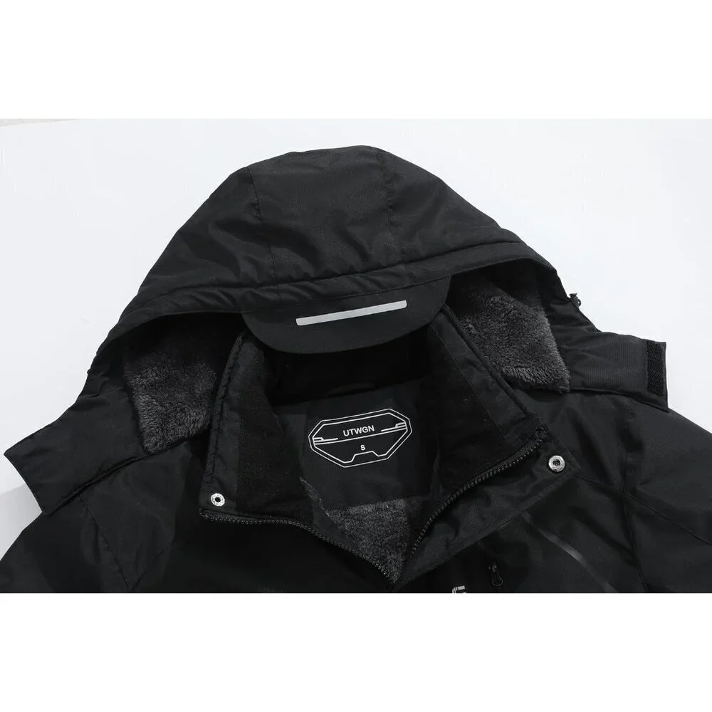 Men's Ski Jacket Winter Warm Snow Coat Waterproof Windbreaker Hooded Work Outerw